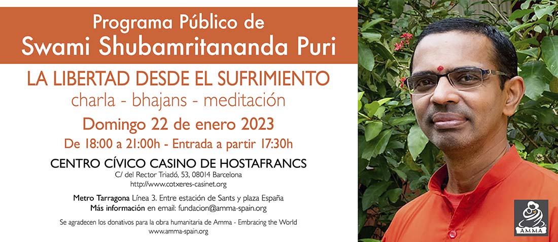 Programa público con Swami Shubamritananda Puri en Barcelona