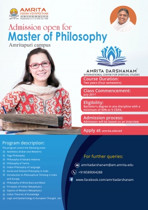 Curso de Maestría en Filosofía en la Universidad de Amrita